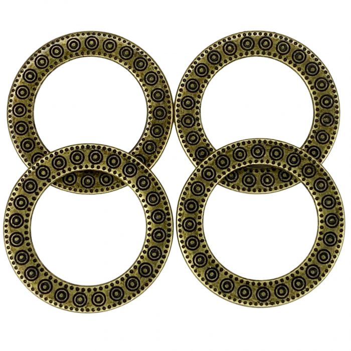 4 Argolas Metal Decorada - Ouro Velho