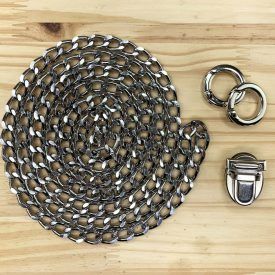 Kit alça corrente + fecho tictac oval niquelado - Bolsa Maia